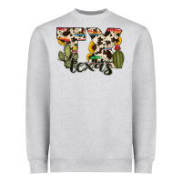 Heather Grey texas state cowhide serape cactus Heavyweight Sweatshirt - RanaPortraitStore