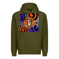 Army Green halloween bull skull Premium Hoodie - BarkalooDesign