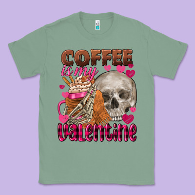 Coffee Is My Valentine Skull Classic Tee Designed By Fadigitalartstudio