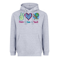 Heather Grey Peace Love Teach Heavyweight Hoodie - Jasminsmagicworld