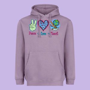 Peace Love Teach Heavyweight Hoodie Designed By Jasminsmagicworld