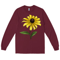 Burgundy Black Eyed Susan Flower Illustrations Long Sleeve Tee - LillyAllenDesigns