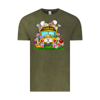 Vintage Olive Easter School Bus Vintage Tee - CowhideDigitalArt