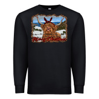 Black merry christmas highland cow with farm Premium Sweatshirt - RanaPortraitStore