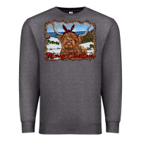 Charcoal Heather merry christmas highland cow with farm Premium Sweatshirt - RanaPortraitStore