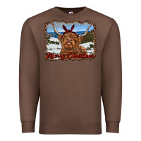 Chestnut merry christmas highland cow with farm Premium Sweatshirt - RanaPortraitStore