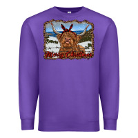 Purple merry christmas highland cow with farm Premium Sweatshirt - RanaPortraitStore