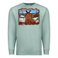 Seafoam merry christmas highland cow with farm Premium Sweatshirt - RanaPortraitStore