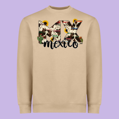 Mexico State Cowhide Serape Cactus Heavyweight Sweatshirt Designed By Ranaportraitstore
