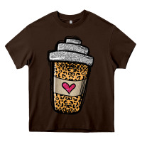 Chocolate Brown leopard glitter coffee cup Heavy Core Tee - Jasminsmagicworld