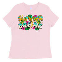 Bubblegum Pink Summer Break Ladies Tee - CowhideDigitalArt