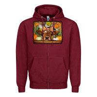Burgundy fall cow Zipper Hoodie - Jasminsmagicworld