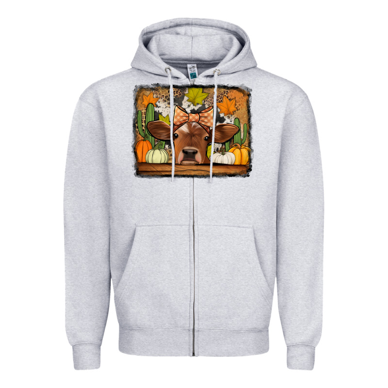 Fall Cow Zipper Hoodie by Jasminsmagicworld | Teevron