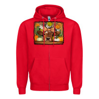 Red fall cow Zipper Hoodie - Jasminsmagicworld