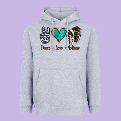 Peace Love Indians Heavyweight Hoodie Designed By Jasminsmagicworld