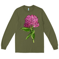 Army Green Red Clover Illustrations Long Sleeve Tee - LillyAllenDesigns