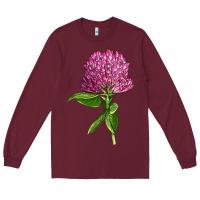 Burgundy Red Clover Illustrations Long Sleeve Tee - LillyAllenDesigns