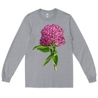 Heather Grey Red Clover Illustrations Long Sleeve Tee - LillyAllenDesigns