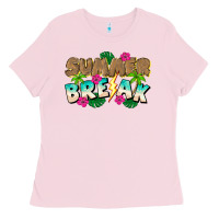 Bubblegum Pink Summer Break Ladies Tee - CowhideDigitalArt