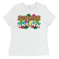 White Summer Break Ladies Tee - CowhideDigitalArt