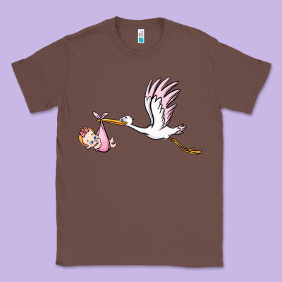 Stork With Baby Girl Classic Tee Designed By Barkaloodesign