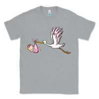 Heather Grey stork with baby girl Classic Tee - BarkalooDesign