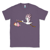 Lavender stork with baby girl Classic Tee - BarkalooDesign