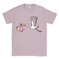 Lilac stork with baby girl Classic Tee - BarkalooDesign