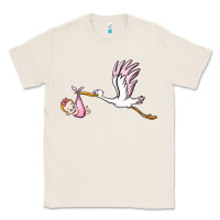 Natural stork with baby girl Classic Tee - BarkalooDesign