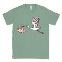 Sage stork with baby girl Classic Tee - BarkalooDesign