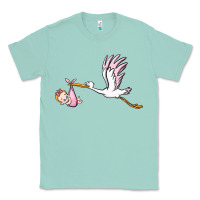 Seafoam stork with baby girl Classic Tee - BarkalooDesign