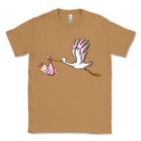 Toasted Coconut stork with baby girl Classic Tee - BarkalooDesign