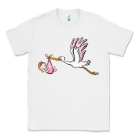 White stork with baby girl Classic Tee - BarkalooDesign