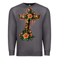 Charcoal Heather Flower Cross Premium Sweatshirt - Jasminsmagicworld