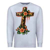 Heather Grey Flower Cross Premium Sweatshirt - Jasminsmagicworld