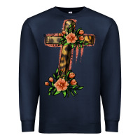 Navy Flower Cross Premium Sweatshirt - Jasminsmagicworld