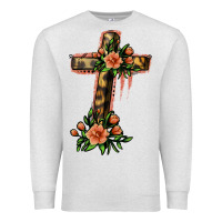 Oatmeal Heather Flower Cross Premium Sweatshirt - Jasminsmagicworld