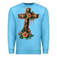Ocean Blue Flower Cross Premium Sweatshirt - Jasminsmagicworld