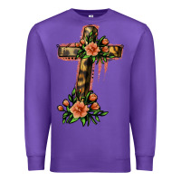Purple Flower Cross Premium Sweatshirt - Jasminsmagicworld