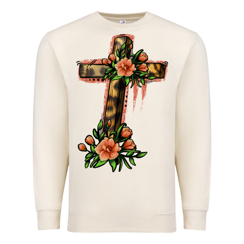 Flower Cross Premium Sweatshirt by Jasminsmagicworld | Teevron