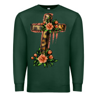 Sports Green Flower Cross Premium Sweatshirt - Jasminsmagicworld