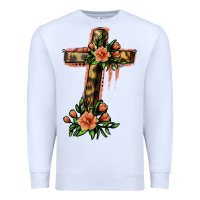 White Flower Cross Premium Sweatshirt - Jasminsmagicworld