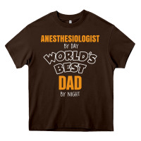 Chocolate Brown anesthesiologist by day worlds best dad by night fathers day Heavy Core Tee - linhVisuals