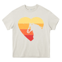 Cream Vintage Heart Horse Equestrian | Horse lover Heavy Core Tee - linhVisuals