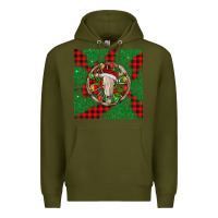 Army Green Christmas bull skull Premium Hoodie - BarkalooDesign
