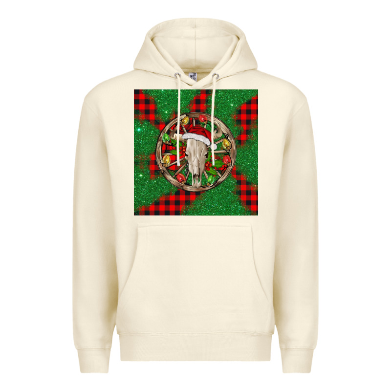 Christmas Bull Skull Premium Hoodie by BarkalooDesign | Teevron