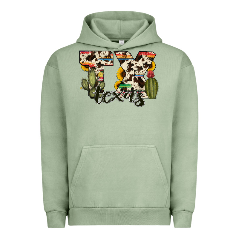 Texas State Cowhide Serape Cactus Urban Hoodie by RanaPortraitStore | Teevron