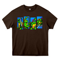 Chocolate Brown arcade turtles Heavy Core Tee - linhVisuals