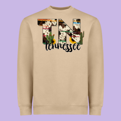 Tenesse State Cowhide Serape Cactus Heavyweight Sweatshirt Designed By Ranaportraitstore