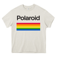 Cream polaroid color spectrum horizontal Heavy Core Tee - linhVisuals
